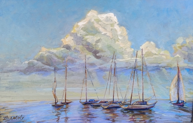 Яхты и облако. Пленэр с доработкой ZhNataly.