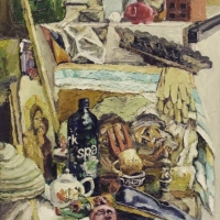 Пленэрный натюрморт с умывальником и тапочками