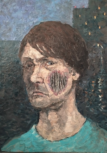 Человек с неизвестным заболеванием на лице