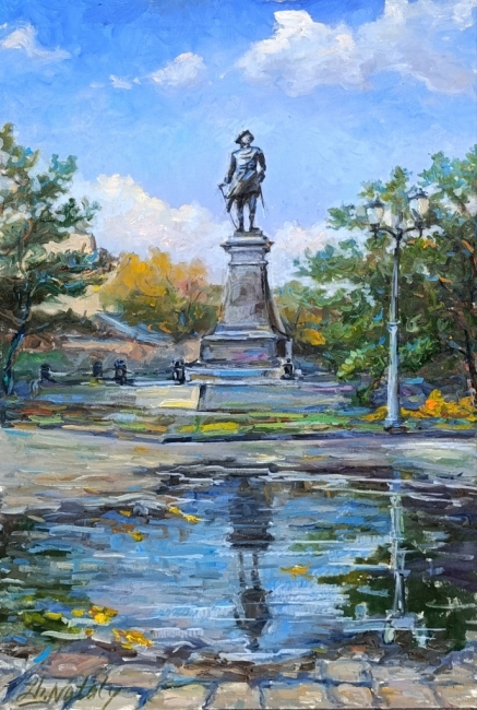 Отражение. Осень. Петр Первый Антокольского в Таганроге. Пленэр ZhNataly