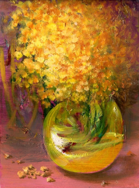 Желтые цветы на розовом / Yellow flowers on pink