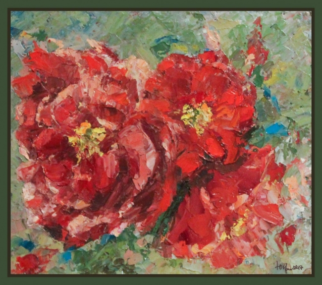 Пионы. Красное.