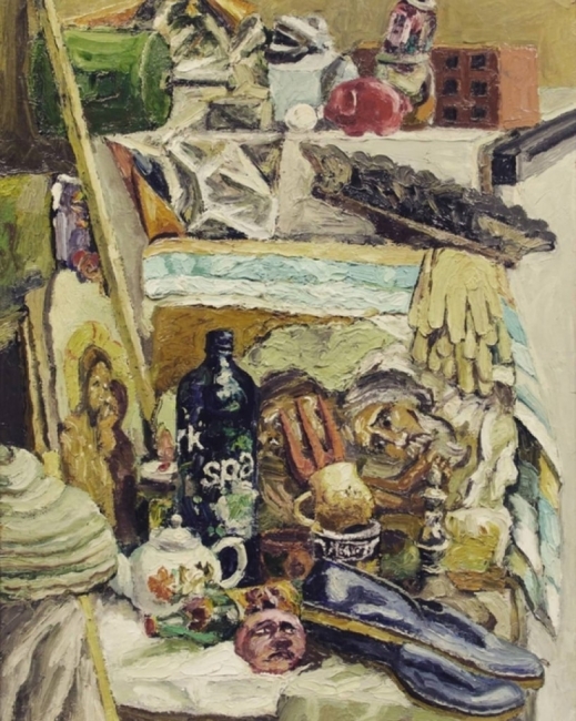 Пленэрный натюрморт с умывальником и тапочками