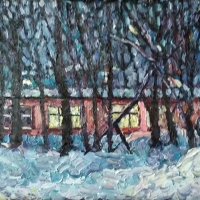 Красный дом в ночи