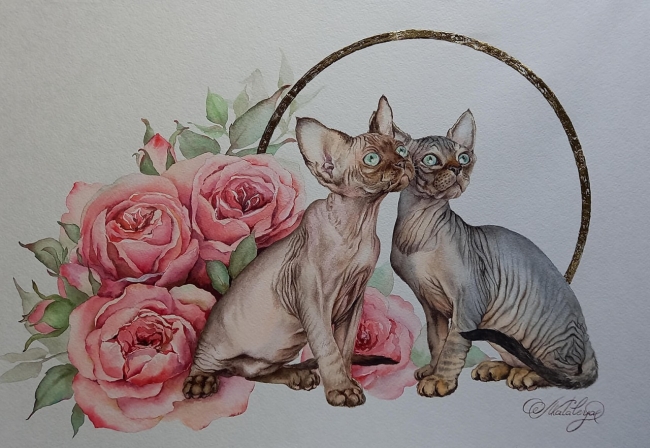 Котята в цветах